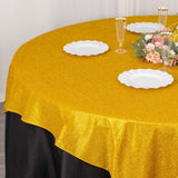 72x72inch Gold Glitter Sparkle Polyester Table Overlay, Shimmery Square Table Topper