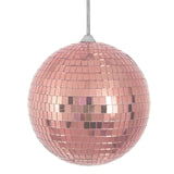 6inch Blush / Rose Gold Foam Disco Mirror Ball With Hanging Strings, Holiday Christmas Ornaments