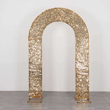 8ft Gold Big Payette Sequin Open Arch Wedding Arch Cover, Sparkly U-Shaped Fitted Backdrop Slipcover