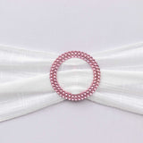 Pink Diamond Circle Napkin Ring Pin Brooch, Rhinestone Chair Sash Bow Buckle