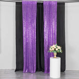 2 Pack Purple Sequin Event Curtain Drapes with Rod Pockets, Seamless Backdrop Event Panels