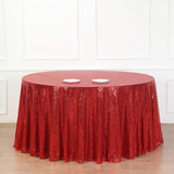 132inch Red Premium Sequin Round Tablecloth, Sparkly Tablecloth