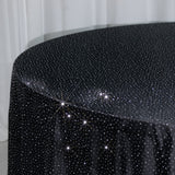 Scuba Round Tablecloth 120 Black with Rhinestone Accents – Seamless, Wrinkle-Free