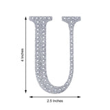 4Inch Silver Decorative Rhinestone Alphabet Letter Stickers DIY Crafts - U