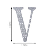 8 Inch Silver Decorative Rhinestone Alphabet Letter Stickers DIY Crafts - V