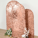 6ft Sparkly Rose Gold Double Sided Big Payette Sequin Chiara Backdrop Stand Cover For Fitted Round