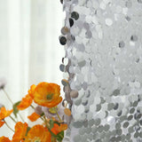 7ft Sparkly Silver Double Sided Big Payette Sequin Chiara Backdrop Stand Cover For Fitted Round Top 