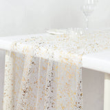 Metallic Gold Glitter Sheer Chiffon Table Runner, 10ft Boho Wedding Table Runner