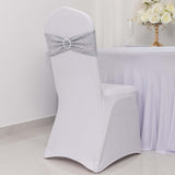 5 Pack Silver Shimmer Tinsel Spandex Stretch Chair Sashes With Round Silver Rhinestone Chair Buckles