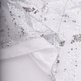 8ftx8ft Silver Geometric Sequin Event Curtain Drapes with Satin Backing, Seamless Opaque Sparkly