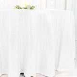 120" White Premium Sequin Round Tablecloth