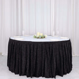 17ft Black Metallic Shimmer Tinsel Spandex Pleated Table Skirt with Top Velcro Strip