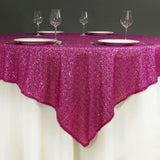 72" Premium Stripe Sequin Square Overlay For Wedding Catering Party Table Decorations - Fuchsia