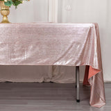 60x126inch Rose Gold Shimmer Sequin Dots Polyester Tablecloth, Wrinkle Free Sparkle Glitter