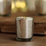 12 Pack | 2inch Silver Mercury Glass Candle Holders, Votive Tealight Holders - Speckled Design