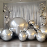2-Pack Metallic Silver Sphere Balloons, Orbz Mylar Balloons Helium or Air-Filled