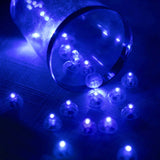 50 Pack Blue Round Mini LED Balls, Waterproof Battery Operated Balloon Lights