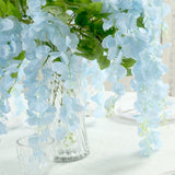 5 Pack 44inch Silk Hanging Wisteria Flower Garland Vines in Blue, Elaborated 3 Full Strands