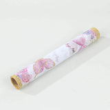 5 Pack White Pink Non-Woven Butterfly Theme Table Runner With Gold Edges