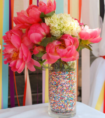 Ice cream party dessert table with cone decorations