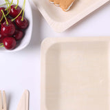 25 Pack | 6" Eco Friendly Birchwood Wooden Dessert, Appetizer Plates