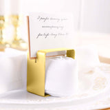 Gold Metal Square Napkin Rings with Place Card Holder, Modern Design Multipurpose Napkins Rings