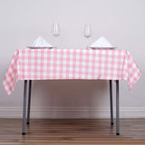 54"x54" White Rose Quartz Buffalo Plaid Square Tablecloth, Checkered Gingham Polyester Tablecloth