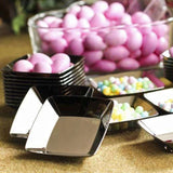 2Inch Silver Mini Plastic Disposable Appetizer Dessert Plates - Square With Elegant Chrome Finish