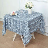 54" Dusty Blue 3D Leaf Petal Taffeta Fabric Square Tablecloth