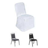 White Polyester Square Top Banquet Chair Cover, Reusable Slip On Chair Cover