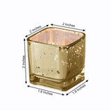 12 Pack | 2inch Square Gold Mercury Glass Candle Holders, Votive Glittered Tealight Holders