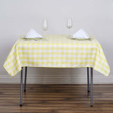 54Inch Square Buffalo Plaid Polyester Overlay | Checkered Gingham Overlay - White/Yellow