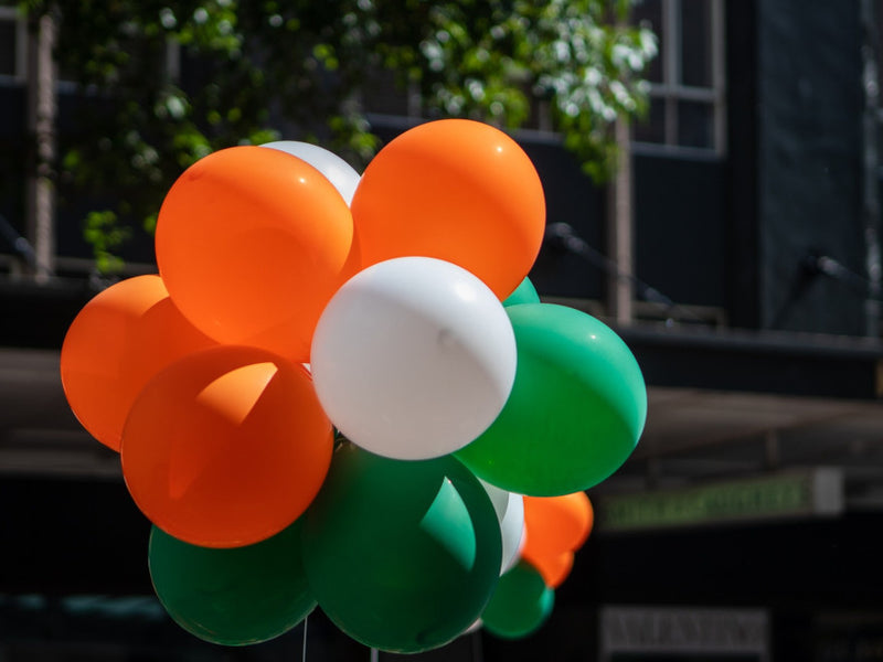 Green and white balloon garland