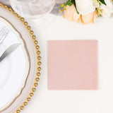 20 Pack | Dusty Rose Soft Linen-Feel Airlaid Paper Cocktail Napkins, Highly Absorbent Disposable