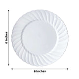 12 Pack | 6inch White Flair Rim Disposable Salad Plates, Round Plastic Dessert Appetizer Plates