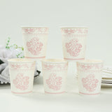 24 Pack White Pink French Toile Party Cups, Elegant Disposable Paper Cups - 9oz