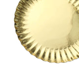 50 Pack | 5inch Metallic Gold Scalloped Rim Mini Paper Dessert Plates, Disposable Round Tapas