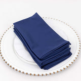 5 Pack Navy Blue Premium Scuba Cloth Napkins, Wrinkle-Free Reusable Dinner Napkins 20x20inch