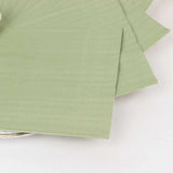 50 Pack Sage Green Soft 2-Ply Disposable Cocktail Napkins, Paper Beverage Napkins 18 GSM - 5inch