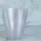 12 Pack | 9oz Blush Rose Gold Glittered Plastic Cups, Disposable Party Glasses