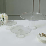 Set of 3 | Clear Plastic Round Pedestal Cake Stands, Stackable Cupcake Dessert Display Holders