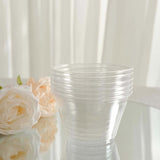 50 Pack Clear Dome Lid Disposable Ice Cream Fruit Cups, 7oz Plastic Pudding Dessert Parfait Cups