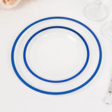 10 Pack Clear Regal Disposable Salad Plates With Blue Rim, 7inch Round Plastic Appetizer Dessert