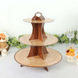 14inch 3-Tier Natural Wood Plank Print Cardboard Cupcake Dessert Stand. Disposable Treat Tower