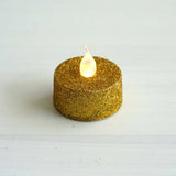 12 Pack | Gold Glitter Flameless LED Candles | Battery Operated Tea Light Candles