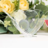 24 Pack | 2oz Mini Clear Disposable Heart-Shaped Pudding Snack Cups with Spoons