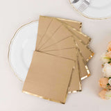 50 Pack Soft Natural 2 Ply Disposable Cocktail Napkins with Gold Foil Edge Disposable Paper Beverage