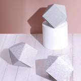 25 Pack | 3x4inch DIY Silver Glittered Geometric Wedding Favor Gift Box