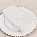 5 Pack White Premium Crushed Velvet Linen Napkins, Decorative Soft Cloth Dinner Napkins - 20x20inch