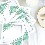 20 Pack | White And Green Floral Design Dinner Paper Napkins, Beverage Napkins